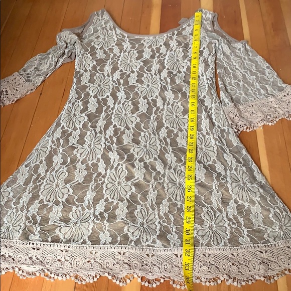 a’reve Lace Boho Tan Cold Shoulder Dress - Picture 12 of 15